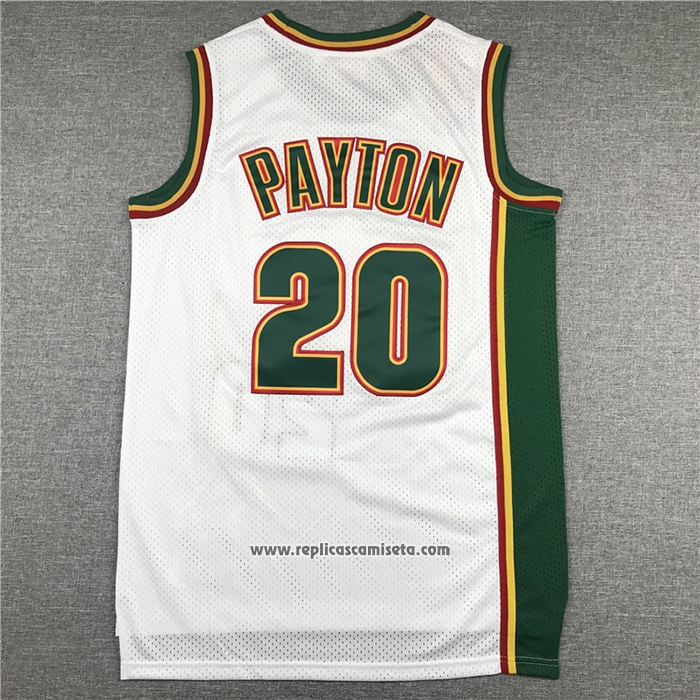 Camiseta Seattle SuperSonics Gary Payton #20 Historic Retro Blanco